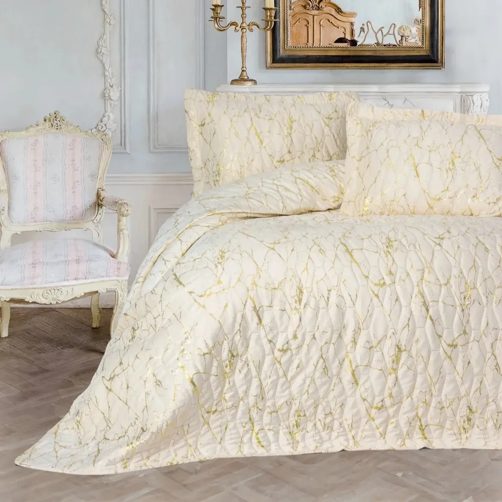 Smart Double Bedspread Velvet Gilded Destello Cream