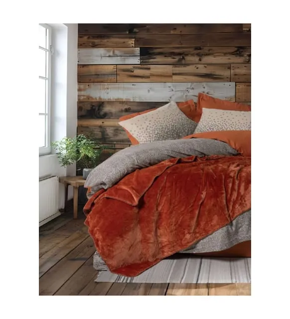 Oyster Double Duvet Cover Set with Blanket Cinnamon
