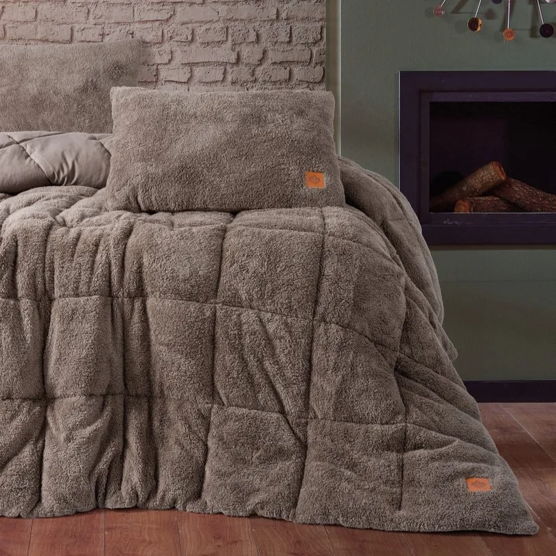 [60001800718] Double Plush Duvet Set Beige