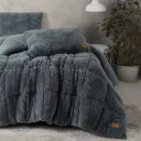 Double Plush Duvet Set Gray