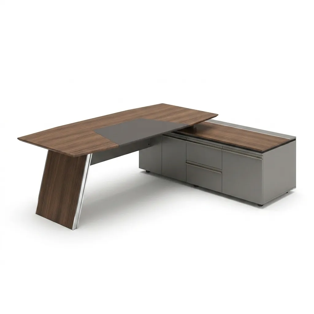 Gerry Office Desk + Extension FGY80R.24 Dark Walnut - GERRY