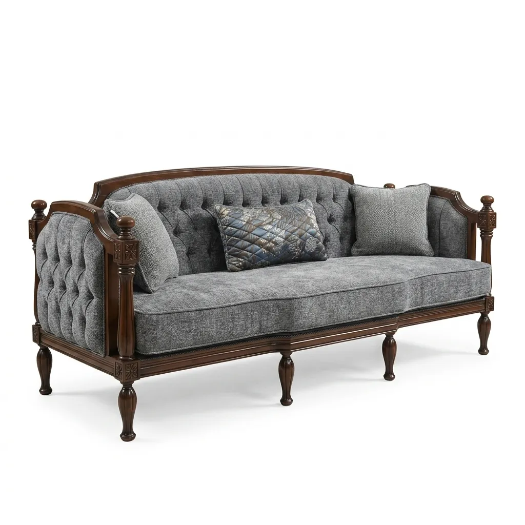 [S1204] Azmar Three Seat Sofa KDF Antrasit-01