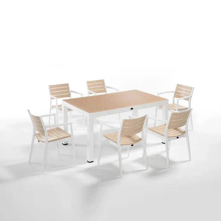 REKNOM Dining Table + 6 Chairs – White (Outlet)