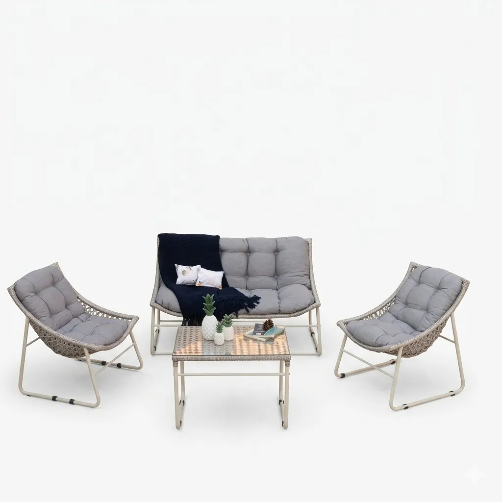 Valentino Sofa Set (2+1+1) with Table – Cream