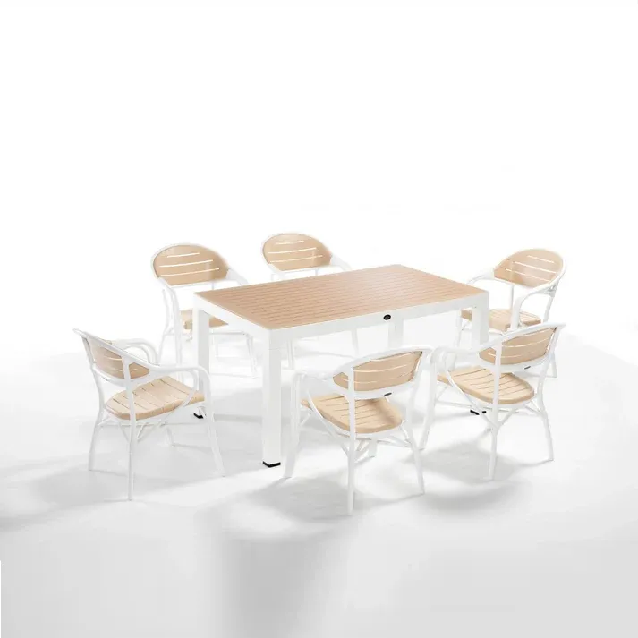 [10003085] PAMBO Dining Table + 6 Chairs – White