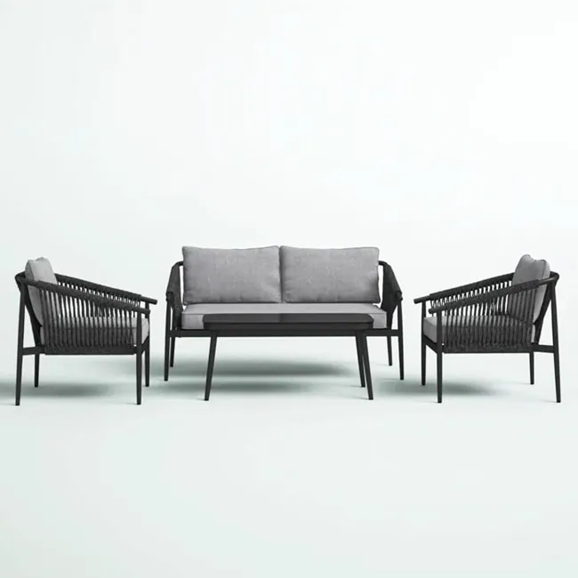 [6000180024808] KD Aluminum Set (1+1+2) with Center Table – Grey